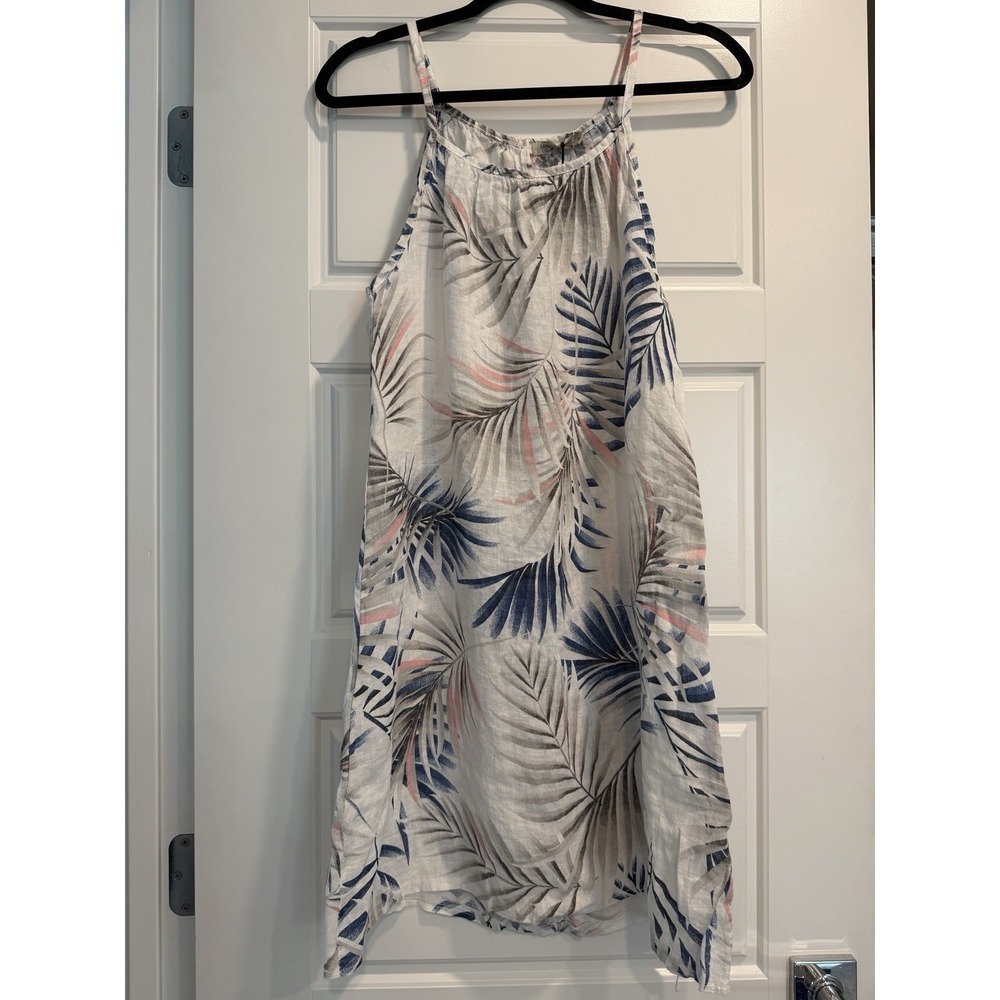 Lungo L'Arno Strappy Mini‎ Dress 100% Linen Womens Small Made In Italy Tropical